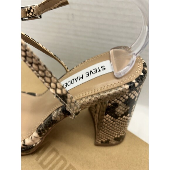 Steve Madden Marley Snake Block Heel Strappy Squared Off Toe Womens Shoes SZ 6 - Picture 5 of 12